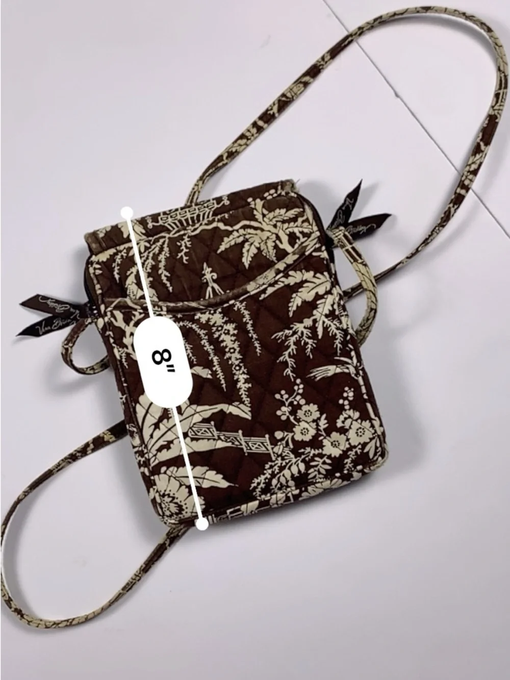 Vera Bradley Mini Hipster Crossbody Brown Imperial Toile Retired Quilted Bag
